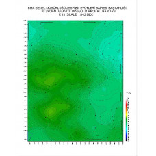K 43 paftası 1/100.000 ölçekli Rejyonal Gravite (Bouguer Anomali) Haritası