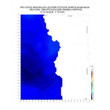 K 52 paftası 1/100.000 ölçekli Rejyonal Gravite (Bouguer Anomali) Haritası