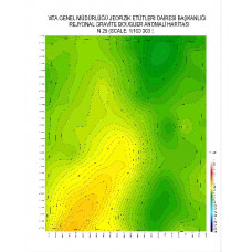 N 25 paftası 1/100.000 ölçekli Rejyonal Gravite (Bouguer Anomali) Haritası